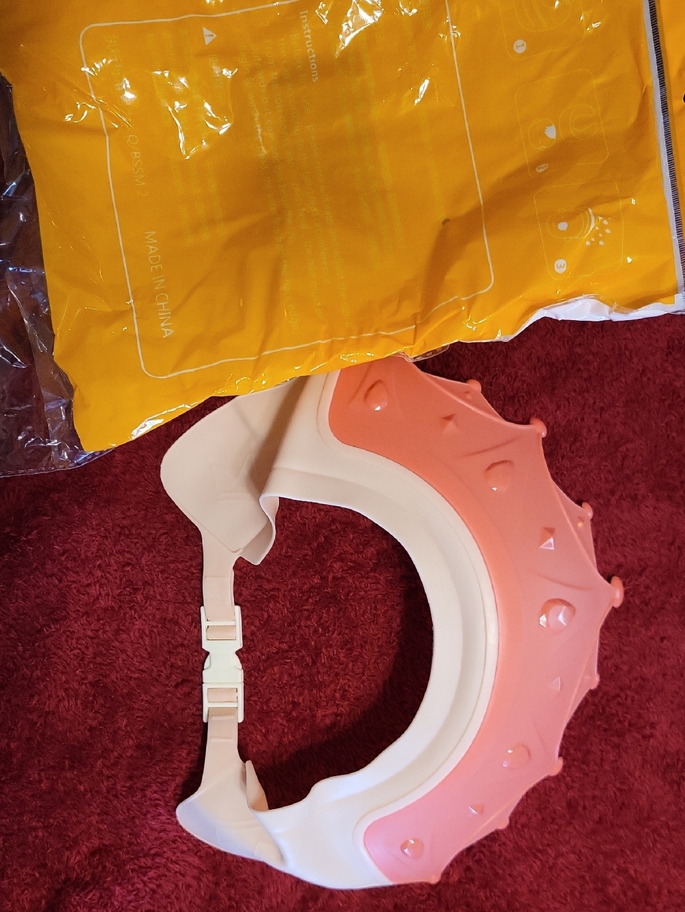 Adjustable Coral and Cream Baby Bath Visor